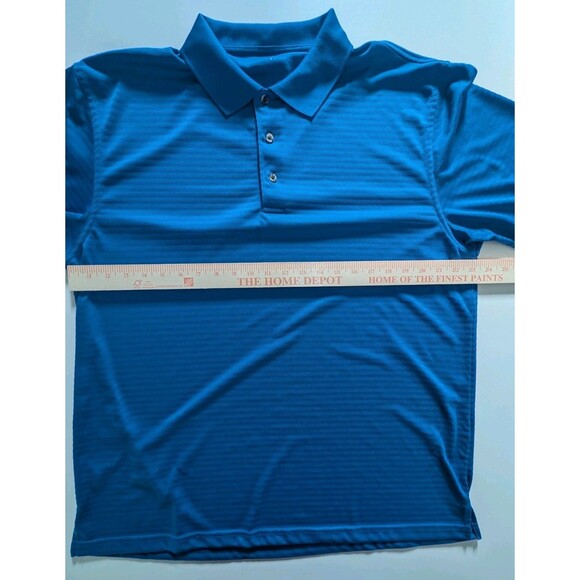 PGA Tour Polo Shirt Mens XL Blue Short Sleeve Three Button Collar Blue Stripes - Picture 7 of 13
